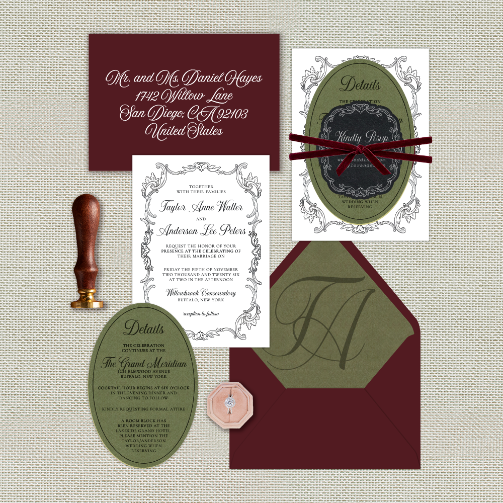 Sage Green Wedding Invitation Set